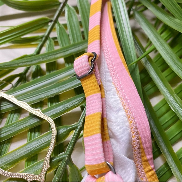 Quicksilver Asymmetrical One Shoulder Striped Coral One Piece Swimsuit - Picture 8 of 11